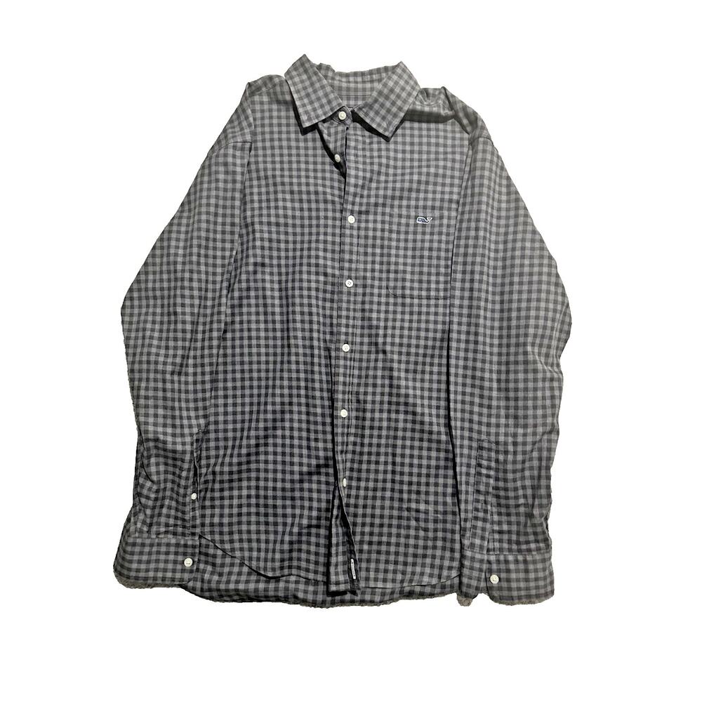 Vineyard Vines Men’s Classic Fit Tucker Shirt Large Gray Check Button Down LS
